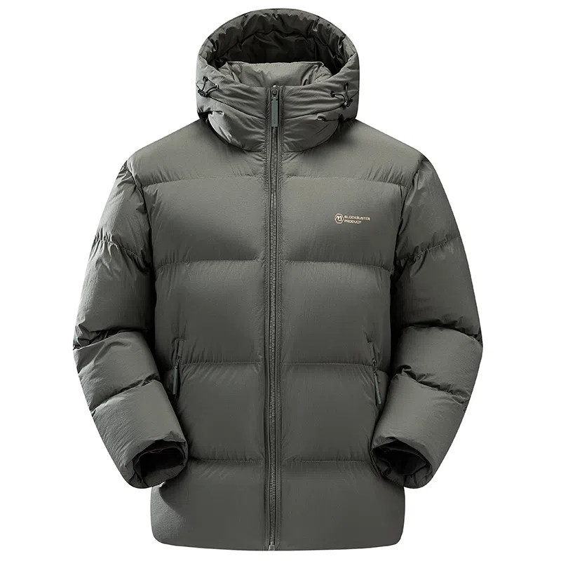 鸭鸭 户外系列 纯色百搭韩版潮流基础简约石墨烯保暖防寒连帽立领羽绒服 男款