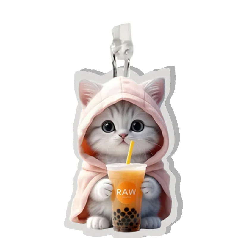 千桐 粉衣小猫 创意手机防尘塞 小书包可爱时尚潮流装饰 亚克力 挂件 男女同款情侣款