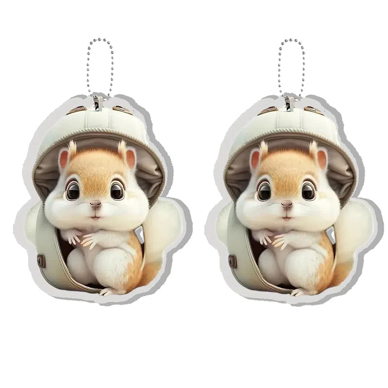 千桐 萌趣小松鼠 创意小书包可爱 亚克力 挂件 男女同款情侣款