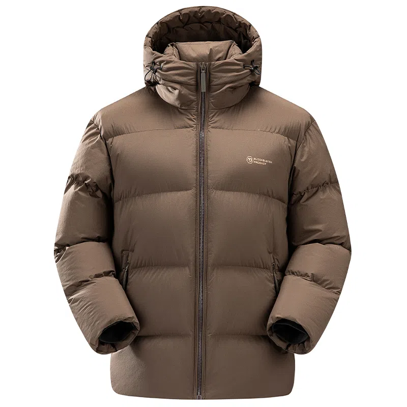 鸭鸭 户外系列 纯色百搭韩版潮流基础简约石墨烯保暖防寒连帽立领羽绒服 男款