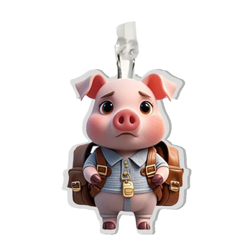 零界 萌萌小猪 创意手机防尘塞 小书包可爱时尚潮流装饰 亚克力 挂件 男女同款情侣款