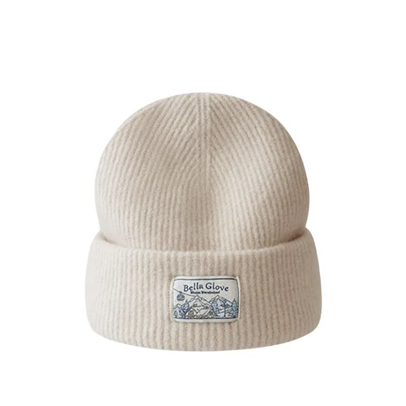 艾佳微 户外日常通勤韩系贴布毛线针织帽保暖护耳防寒套头冷帽小众 腈纶 绒线帽 男女同款情侣款