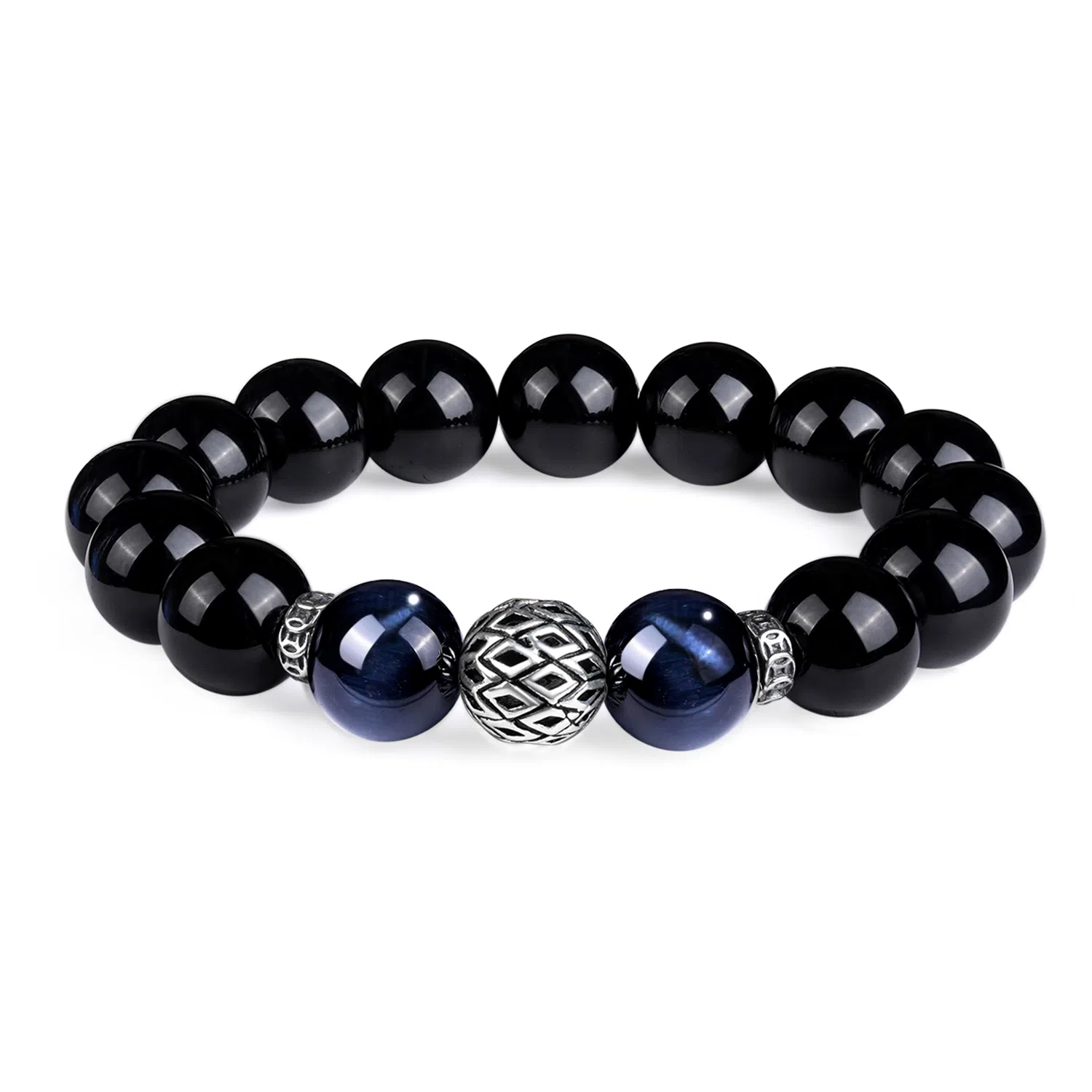 老凤祥 新中式复古蓝虎眼心有所响转运珠 小众简约百搭 招财转运盘玩文玩串珠#好运 黑曜石 手串 男女同款情侣款