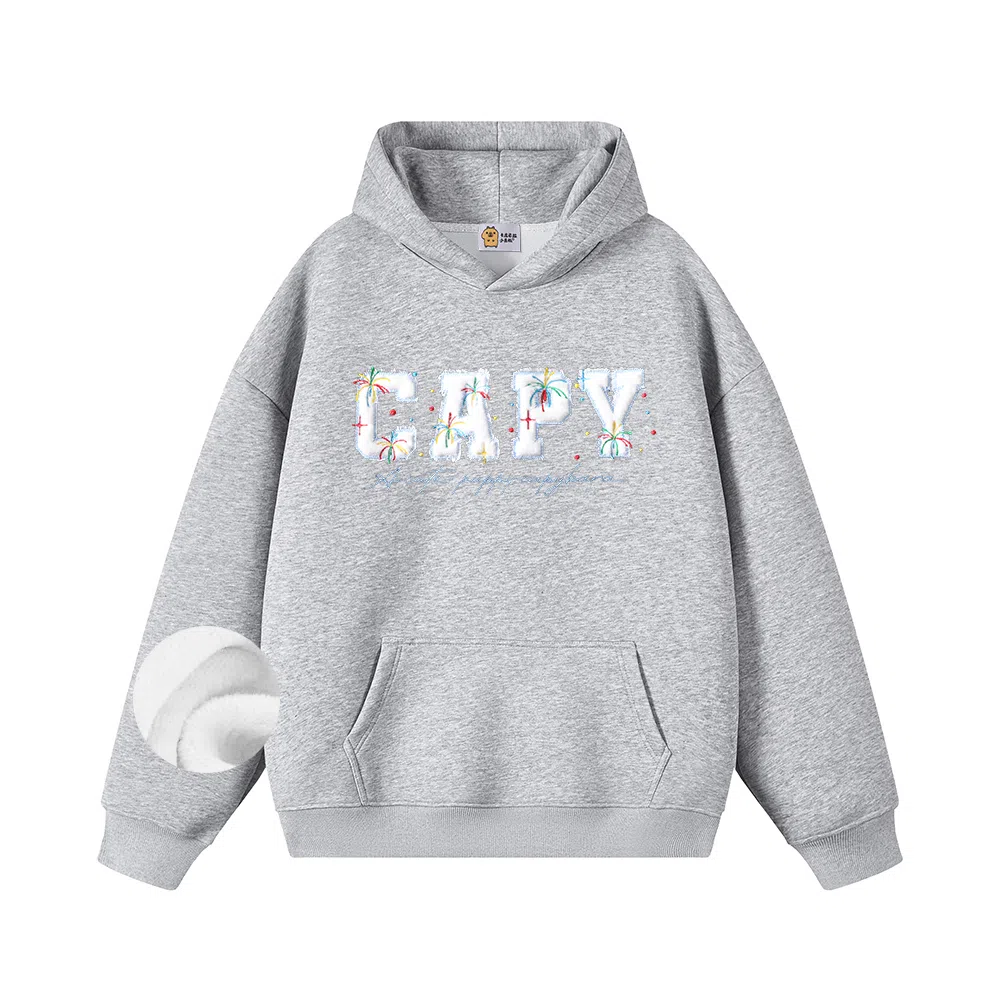 【重磅华棉350g】卡皮巴拉小黄豚 真刺绣烟花彩点毛绒贴布慵懒显瘦美式高街休闲上衣小众日常简约百搭设计感潮流春秋薄款连帽卫衣 男女同款