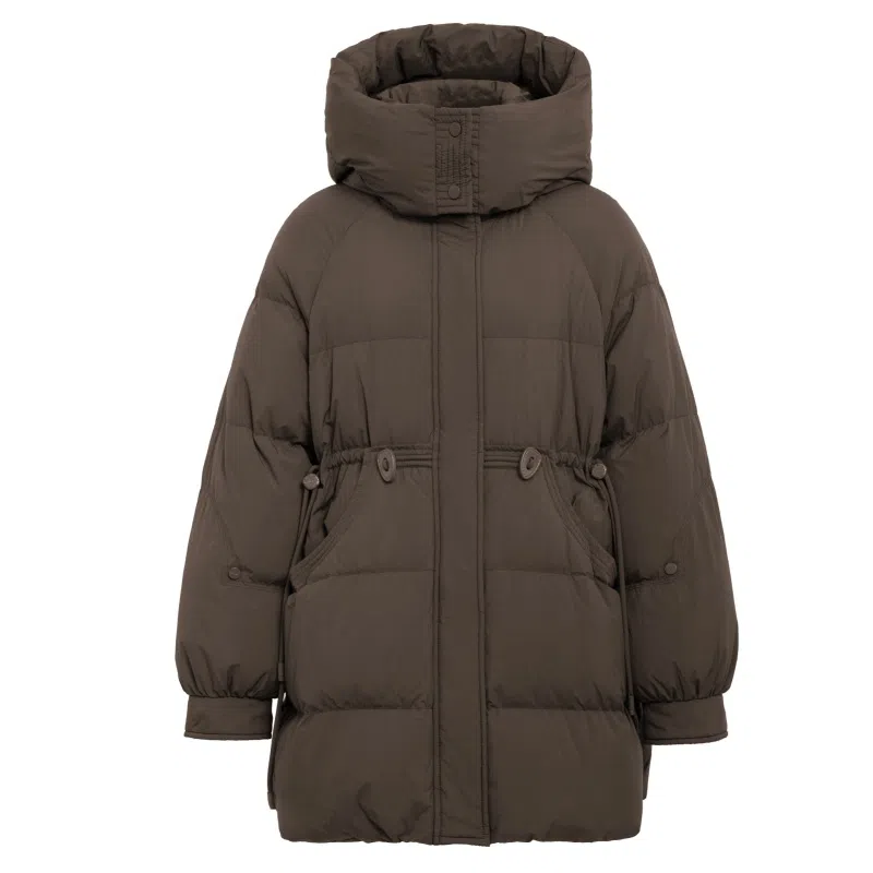 鸭鸭 加厚冬季韩版休闲中长款连帽长袖羽绒服 女款