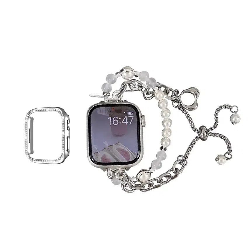 Akkerds Mermaid Crystal Pearl Metal Strap