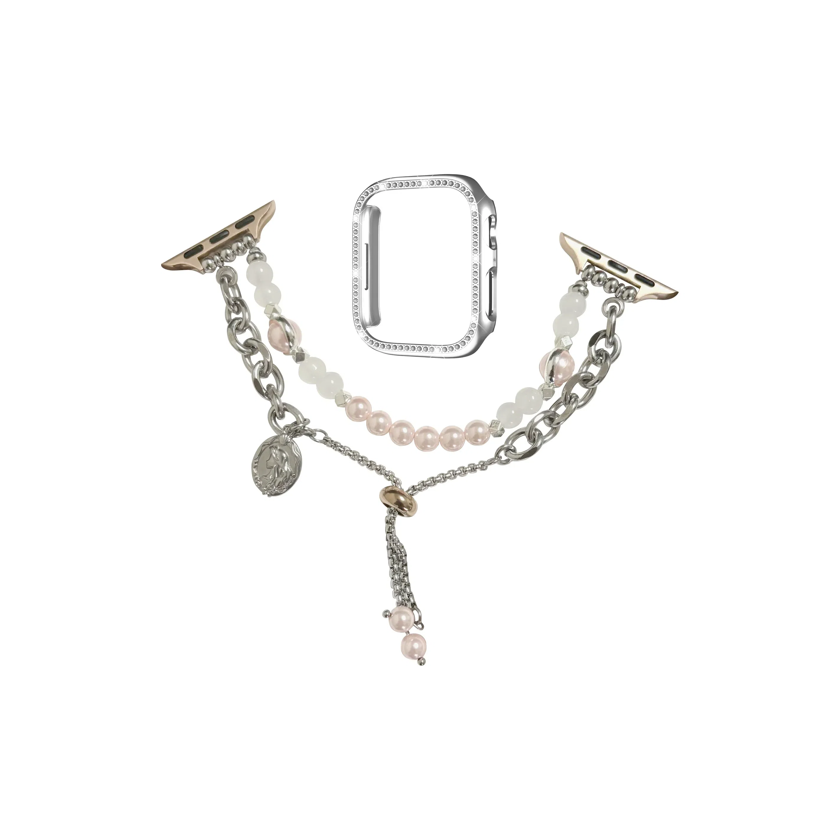 Akkerds Mermaid Crystal Pearl Metal Strap