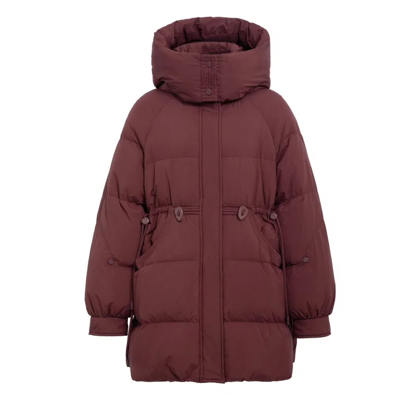 鸭鸭 加厚冬季韩版休闲中长款连帽长袖羽绒服 女款