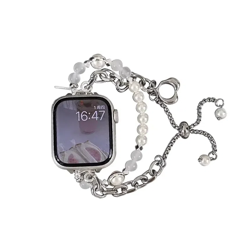 Akkerds Mermaid Crystal Pearl Metal Strap