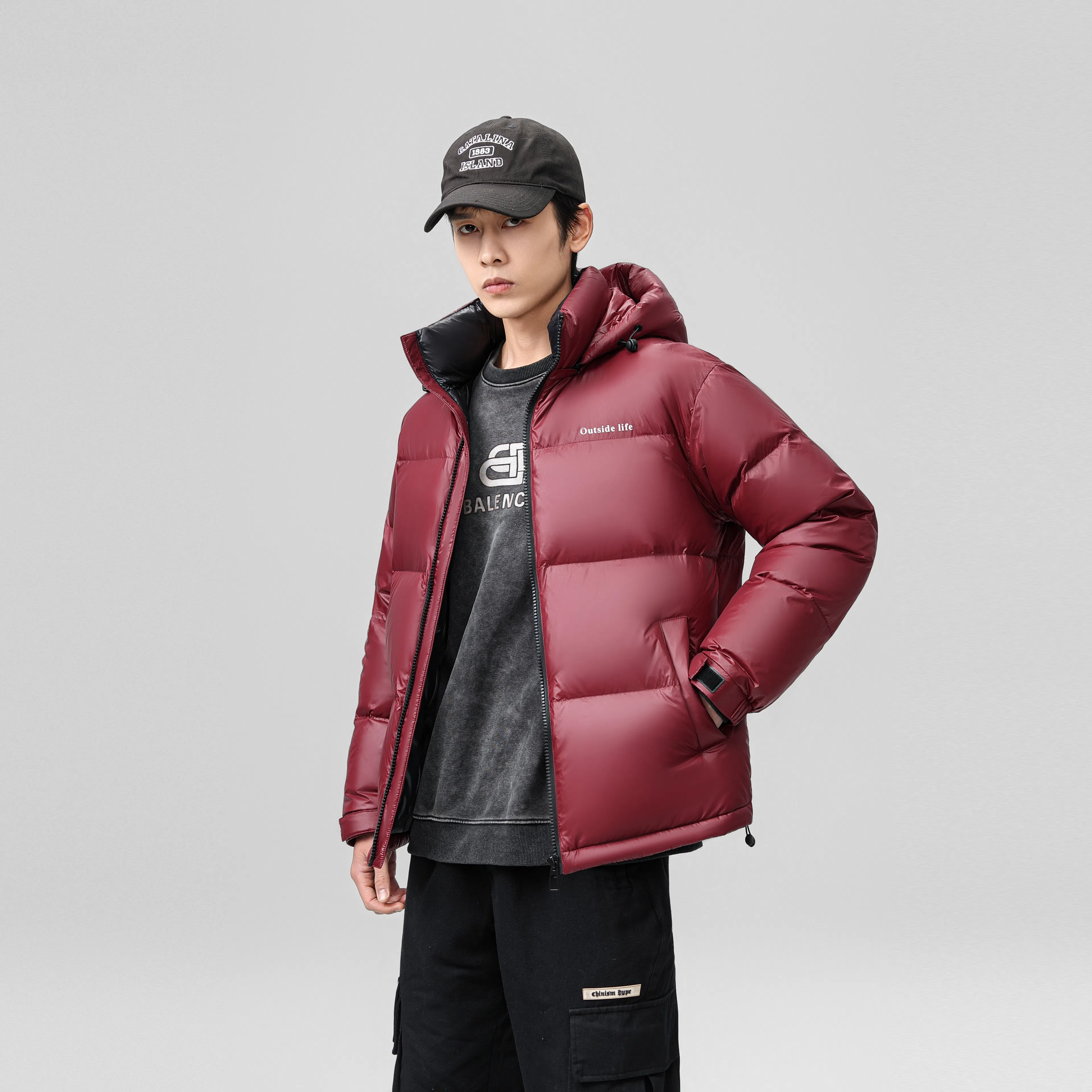 鸭鸭 时尚机能风工装宽松保暖百搭御寒防风连帽羽绒服 男女同款