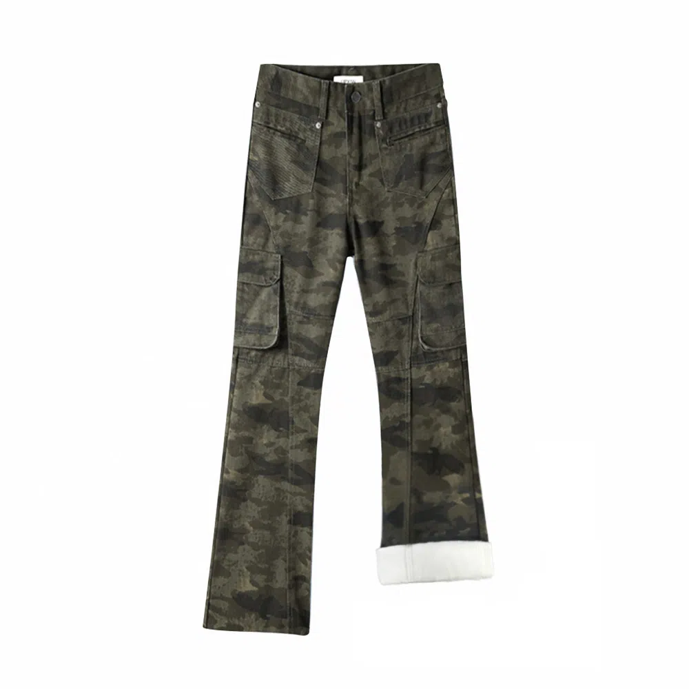 UPXIW Wide Leg Cargo Jeans Camo