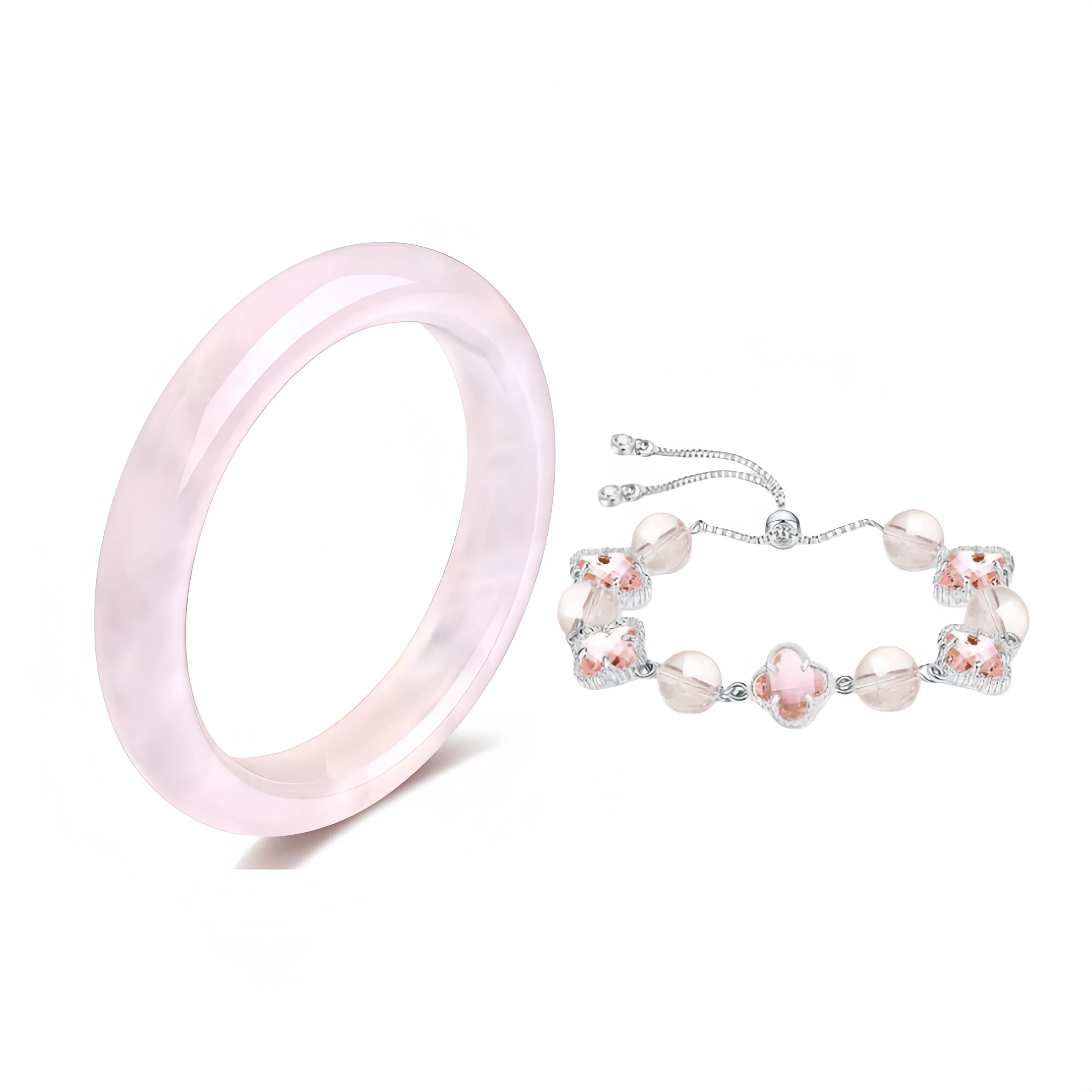 翡翠王朝 【一物一证】樱花粉冰透 逃之夭夭 轻奢设计款 少女粉佩戴款 马达加斯加高冰透亮 母亲 女神专属款  水晶 手镯 女款