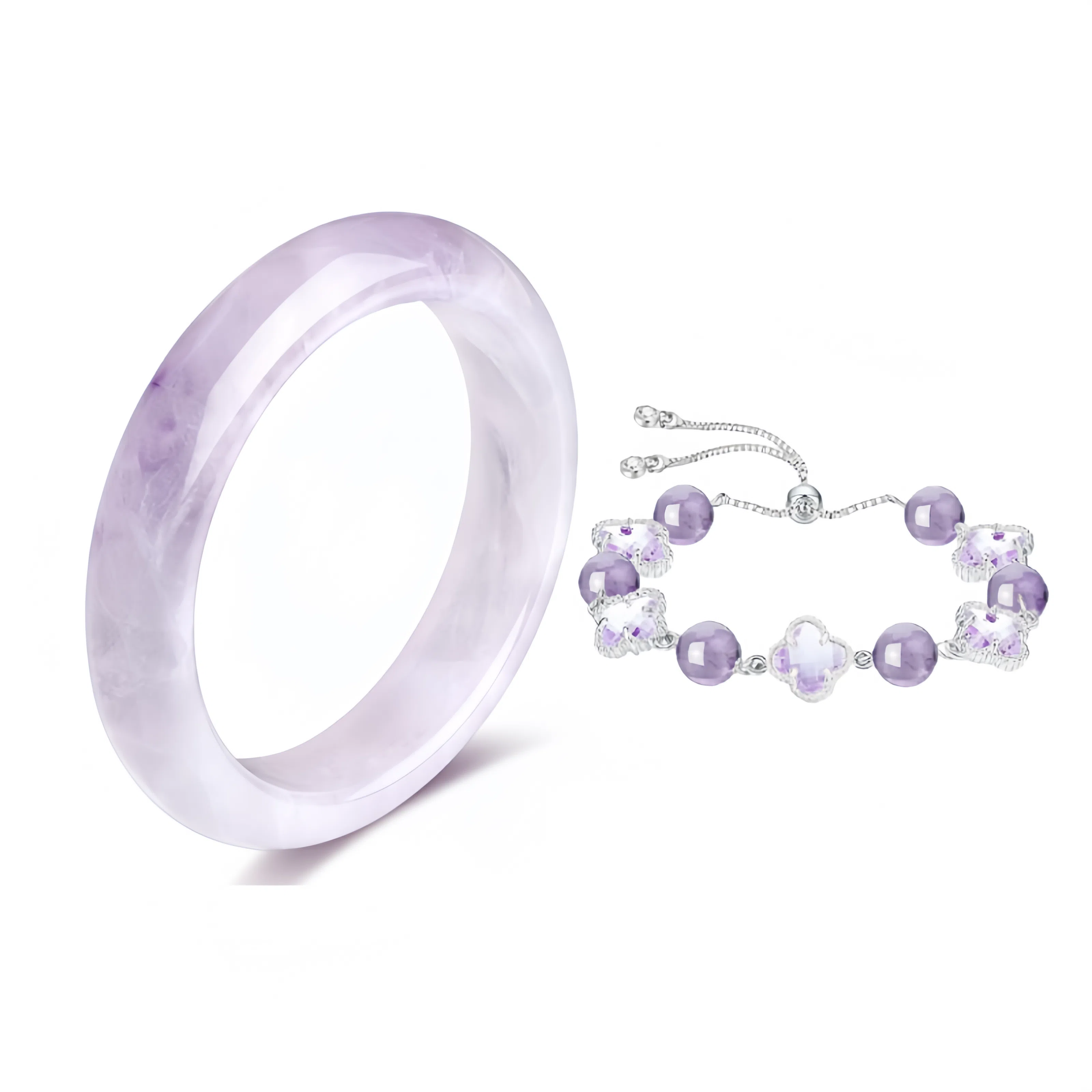 翡翠王朝 【一物一证】樱花粉冰透 逃之夭夭 轻奢设计款 少女粉佩戴款 马达加斯加高冰透亮 母亲 女神专属款  水晶 手镯 女款