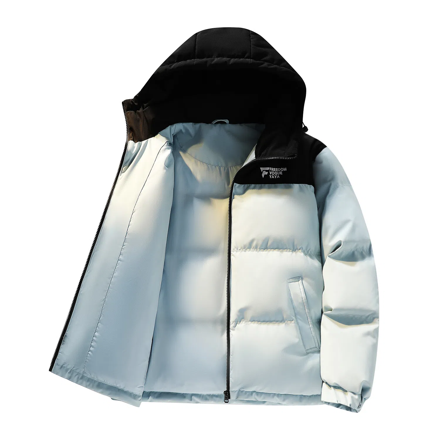 鸭鸭 冬季连帽外套创意字母设计经典基础款百搭保暖潮流时尚休闲户外通勤撞色棉衣羽绒服 男女同款