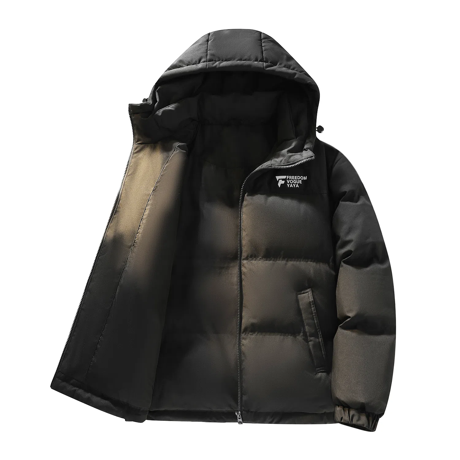 鸭鸭 冬季连帽外套创意字母设计经典基础款百搭保暖潮流时尚休闲户外通勤撞色棉衣羽绒服 男女同款