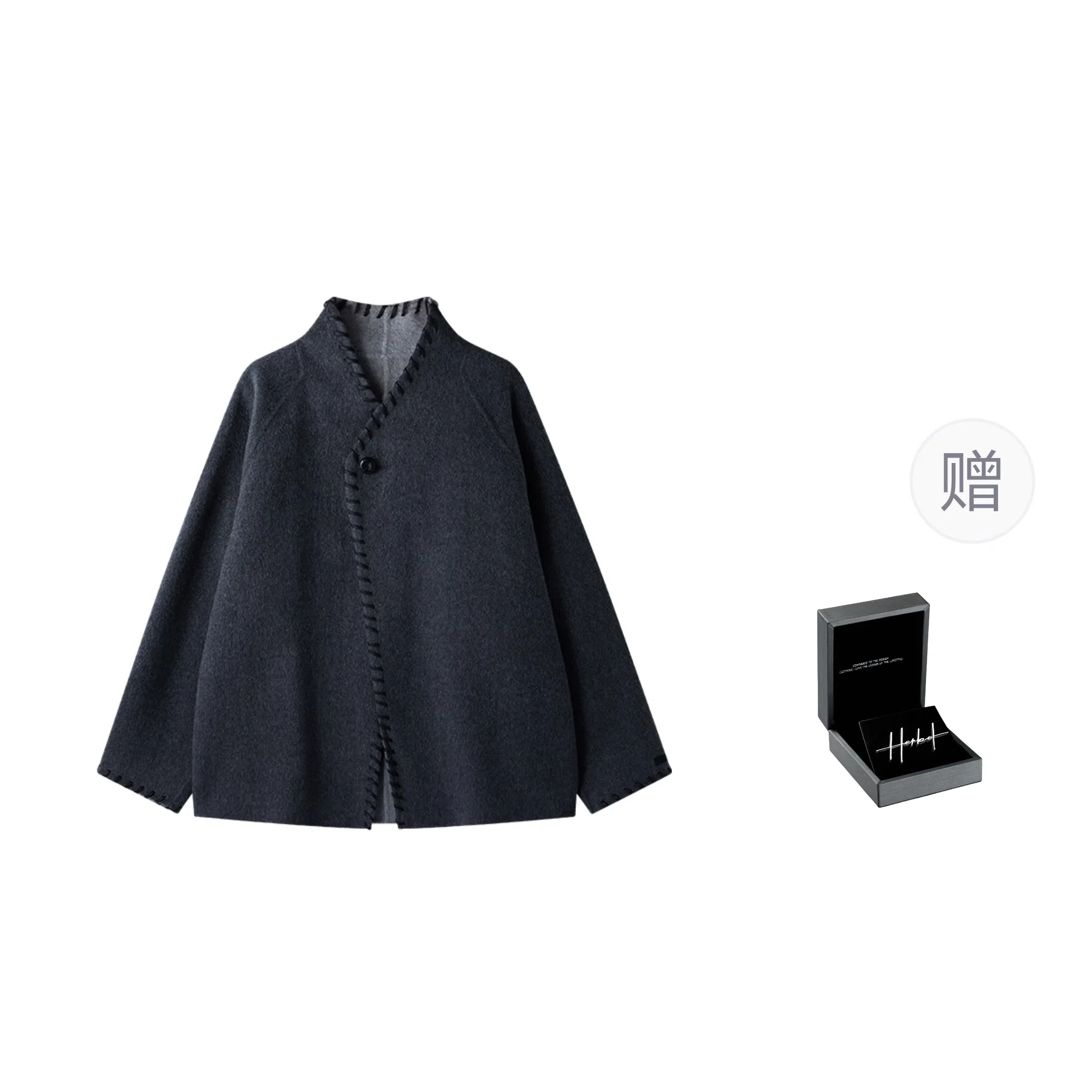 HERBEL Cashmere Silk Coat Single Button