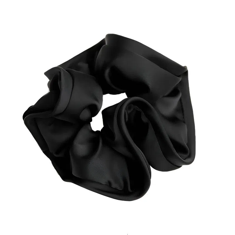 左欧 大肠黑色肥肠头花 高级感木耳边缎面立体 布艺 发圈 女款