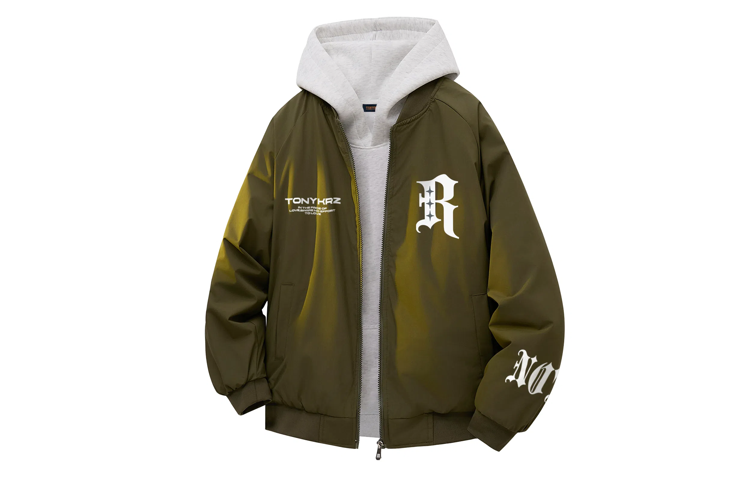 TONYKRZ Gothic Letter Print Bomber Jacket