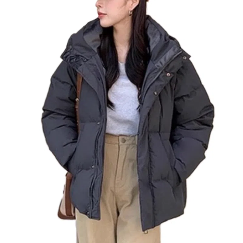 兰缪 白鸭绒蓬松保暖短款冬季时尚高级感简约日常通勤潮流百搭设计感宽松闺蜜装厚外套羽绒服 女款