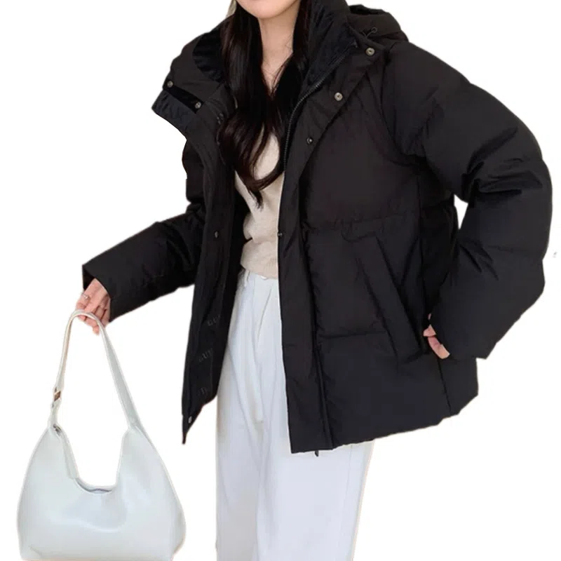 兰缪 白鸭绒蓬松保暖短款冬季时尚高级感简约日常通勤潮流百搭设计感宽松闺蜜装厚外套羽绒服 女款