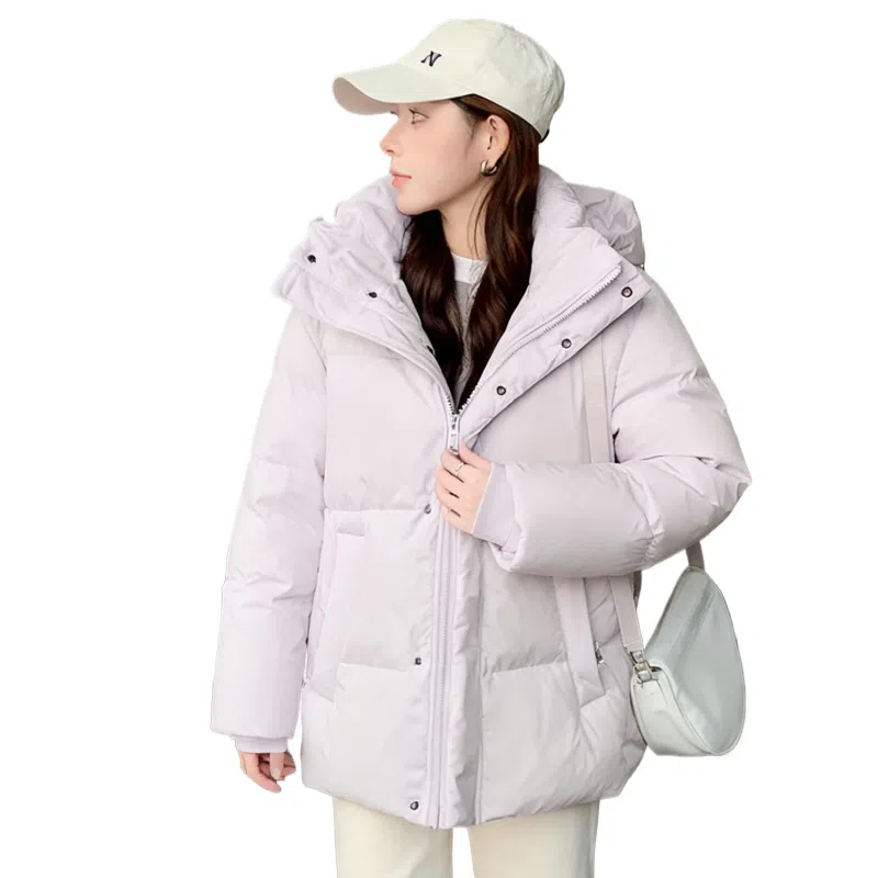 兰缪 白鸭绒蓬松保暖短款冬季时尚高级感简约日常通勤潮流百搭设计感宽松闺蜜装厚外套羽绒服 女款