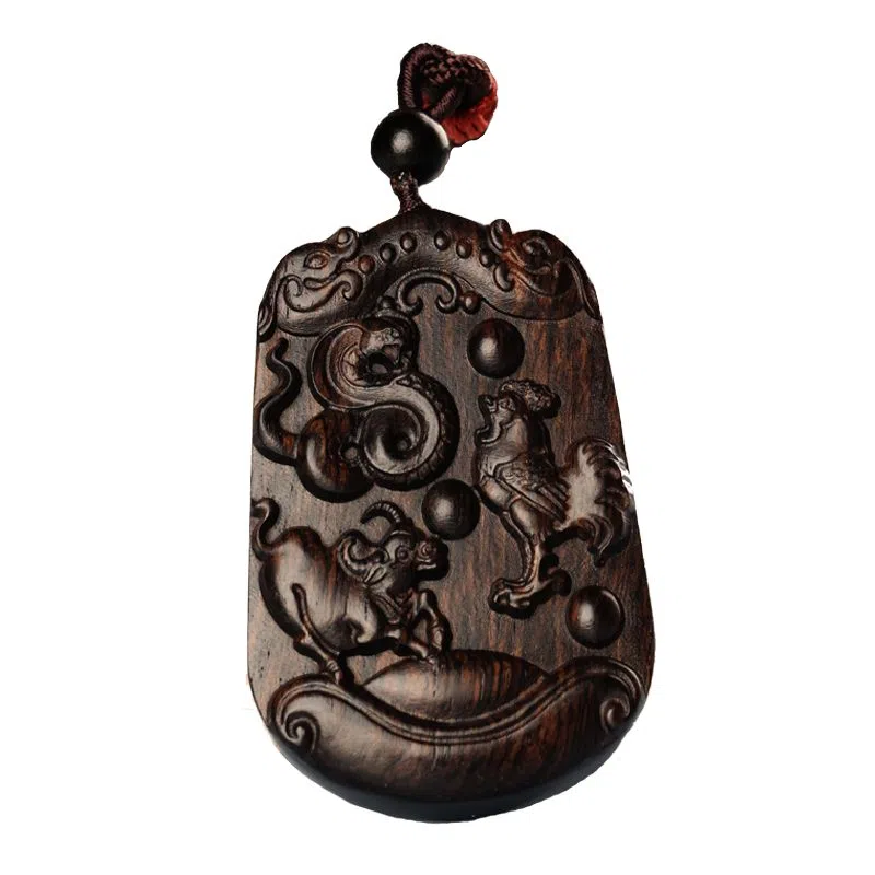 工匠一族 三合生肖三合贵人 紫光檀 木作项链 男女同款情侣款