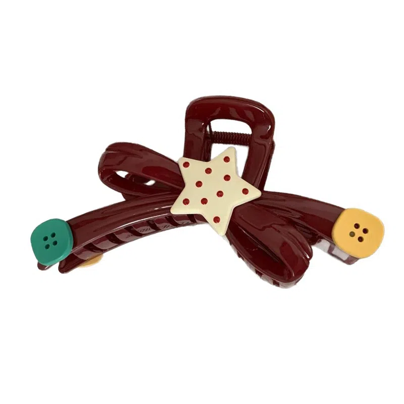 千桐 大号高级纽扣星星温柔气质波浪甜美少女发量大鲨鱼夹 亚克力 发夹 女款