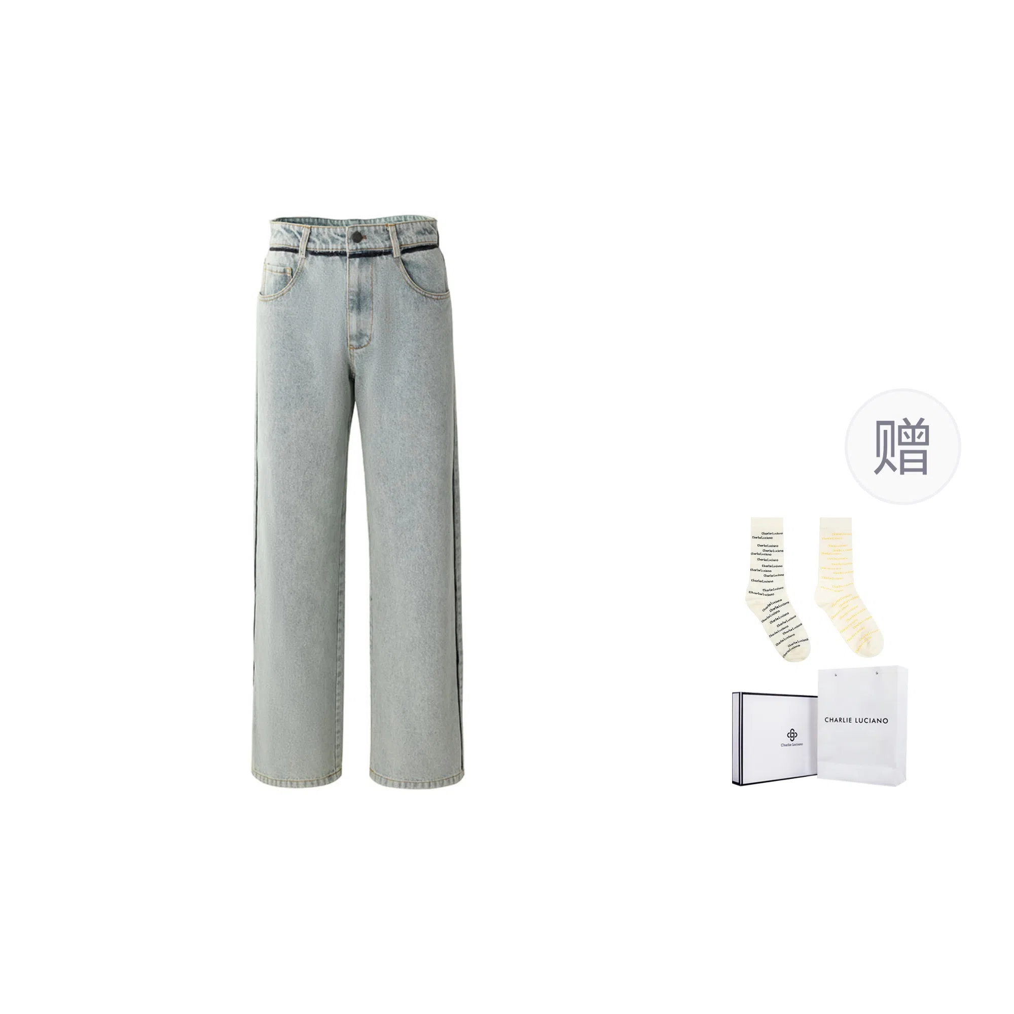 Charlie Luciano Grey White Jeans