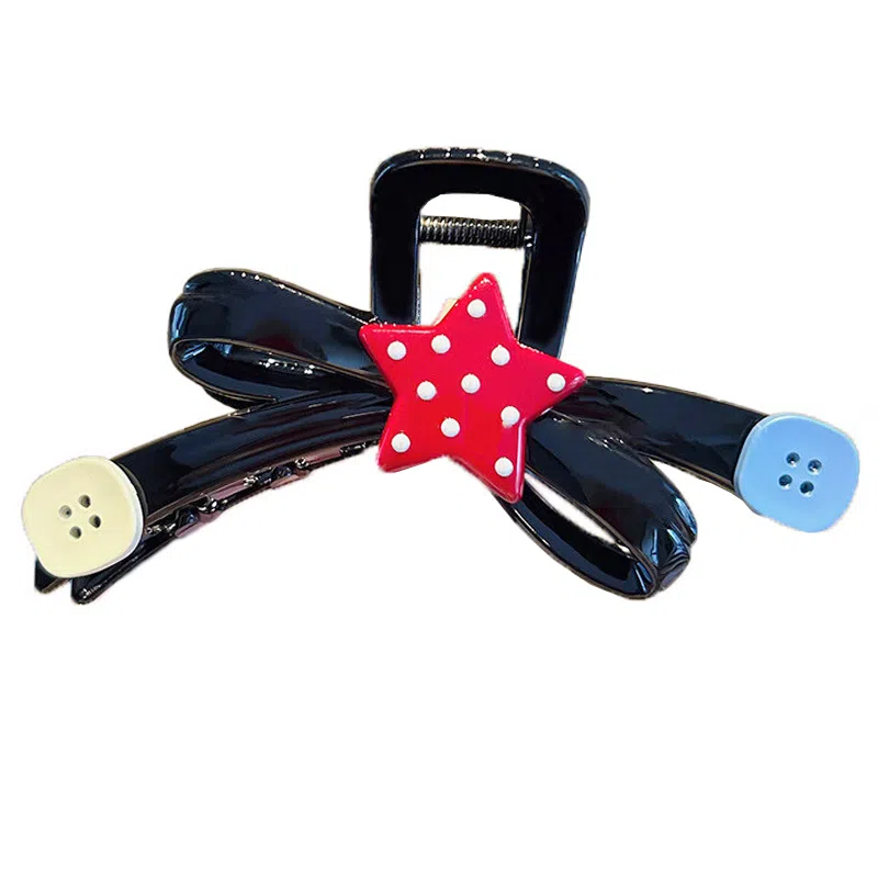 零界 大号高级纽扣星星温柔气质波浪甜美少女发量大鲨鱼夹 亚克力 发夹 女款