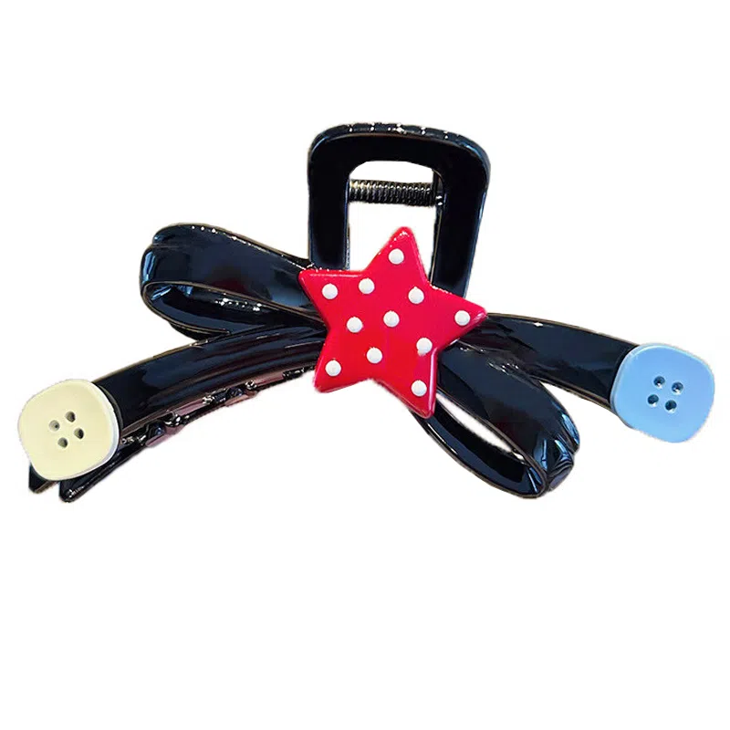 千桐 大号高级纽扣星星温柔气质波浪甜美少女发量大鲨鱼夹 亚克力 发夹 女款