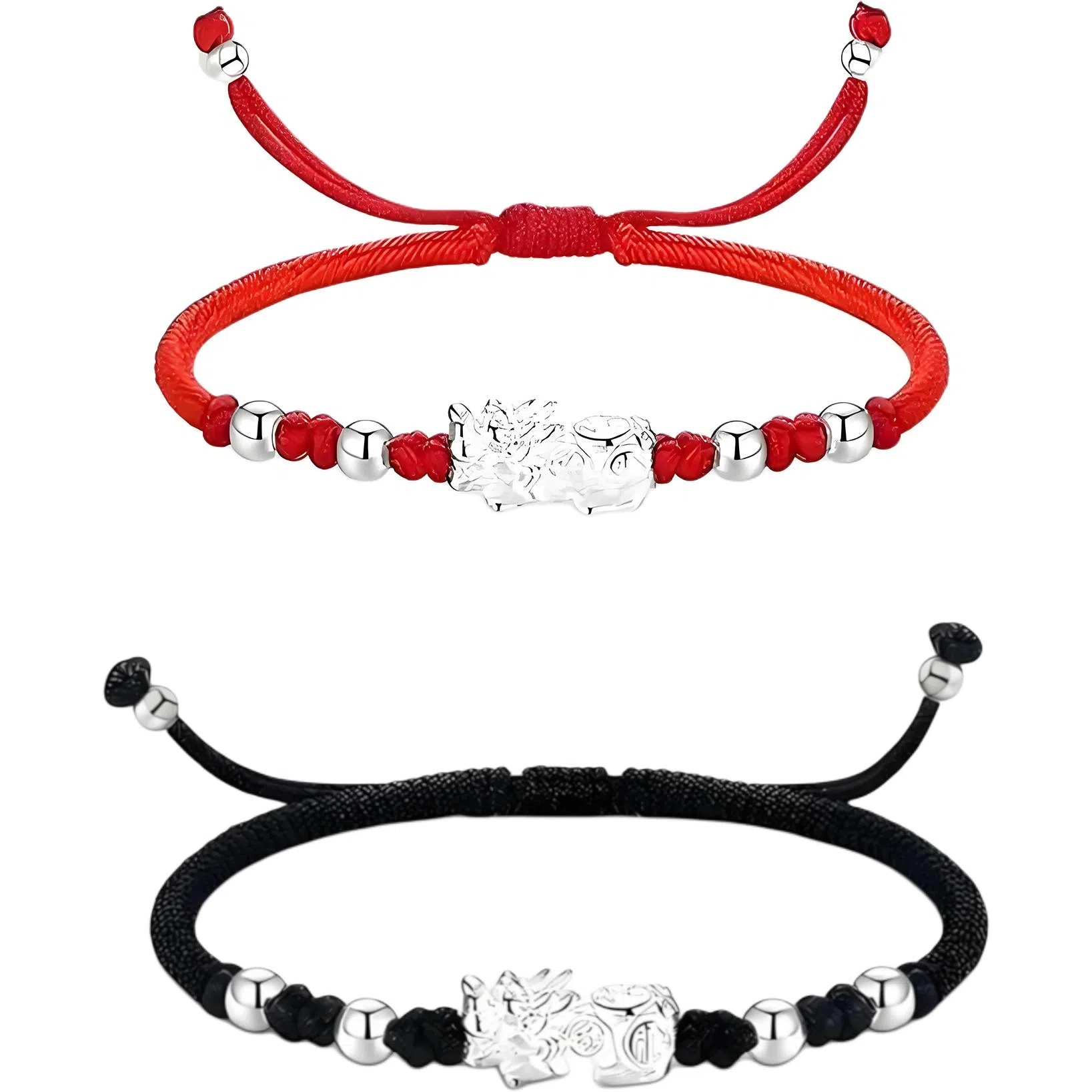 【999银】 絮物 国潮新中式设计感个性转运貔貅手工编织时尚百搭出游新宠吸睛神器百福具臻#好运 织物 手绳 男女同款情侣款