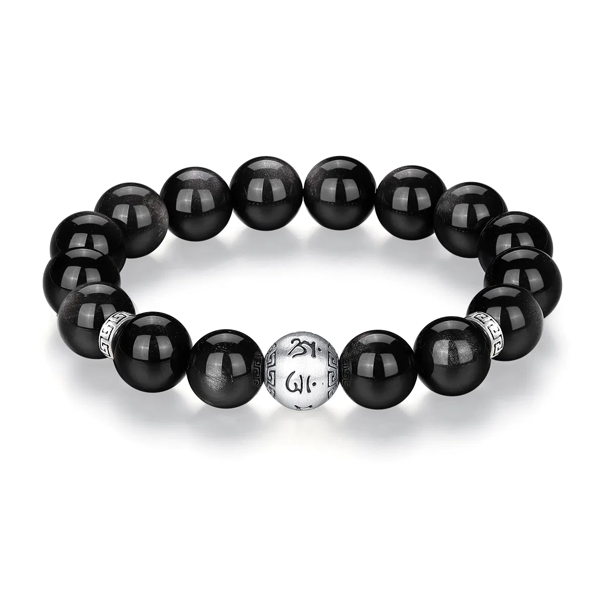 【二维码情书I真言赐瑞】 七可 本命年六字箴言 霸气六字文玩念珠平安吉祥转运招财纳福 国潮新中式小众高级感设计 黑曜石 手串 男款