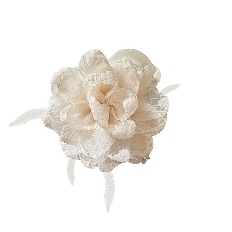 蒙妮 氛围感网纱花朵羽毛 亚克力 发夹 女款