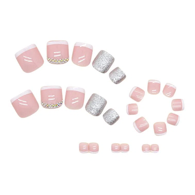 馨枕居 简约法式爆闪  穿戴甲 杏仁粉色裸色 镜面