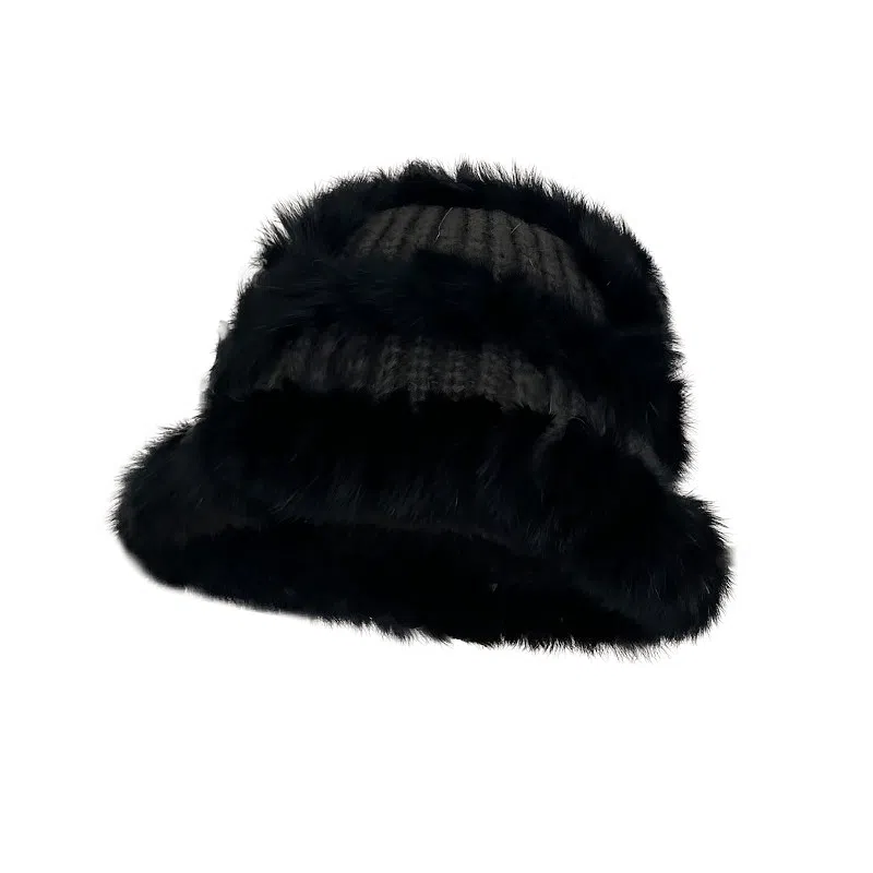 艾佳微 暖暖针织保暖防寒毛绒绒包头显脸小 毛线 绒线帽 男女同款情侣款