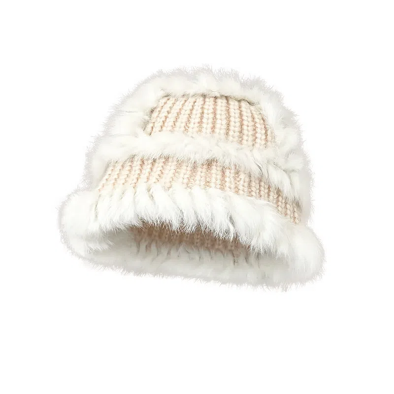 艾佳微 暖暖针织保暖防寒毛绒绒包头显脸小 毛线 绒线帽 男女同款情侣款