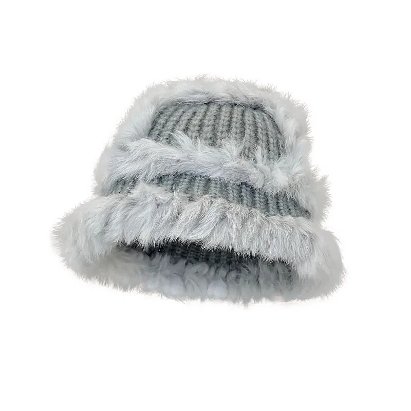 艾佳微 暖暖针织保暖防寒毛绒绒包头显脸小 毛线 绒线帽 男女同款情侣款