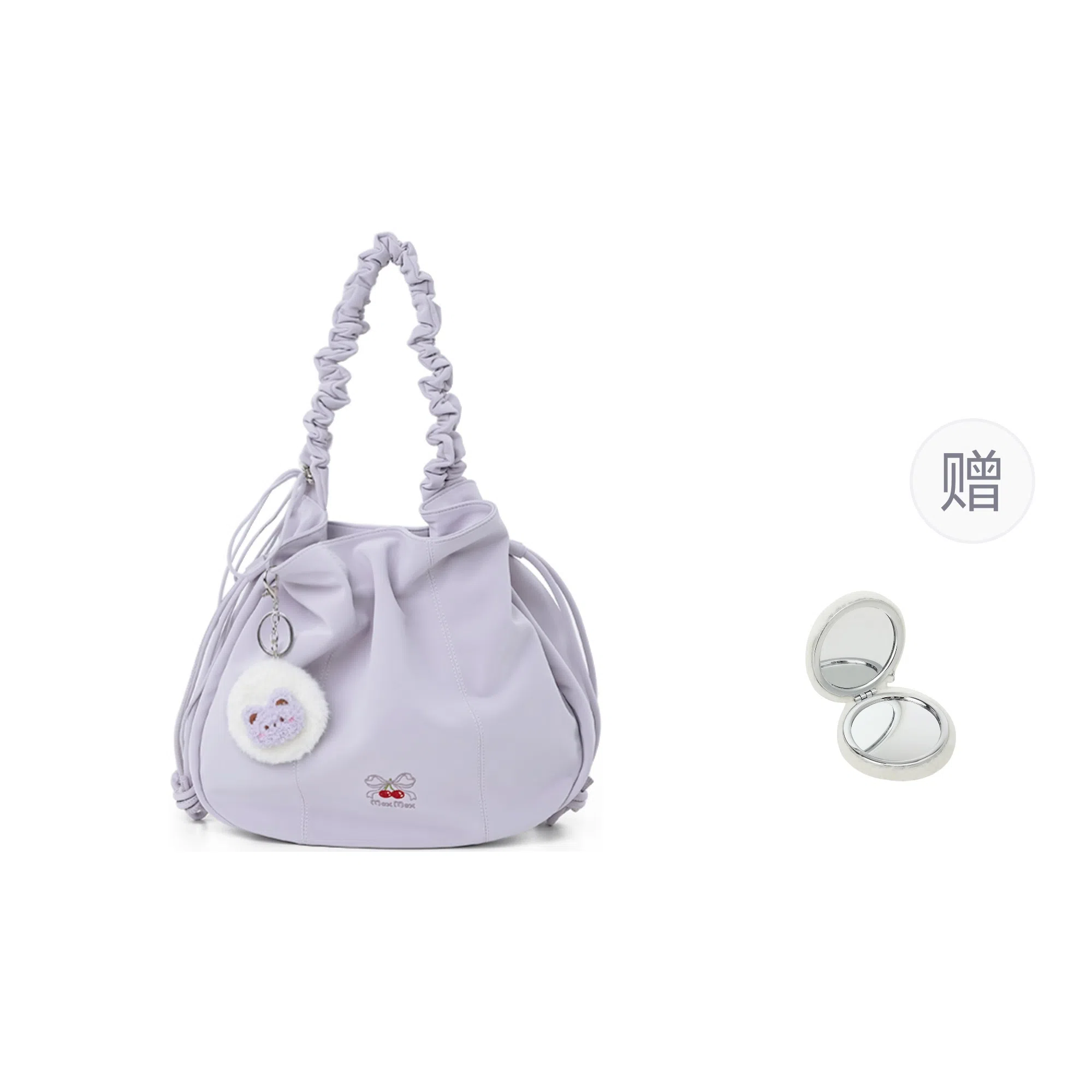 稻草人 褶皱设计小众设计百搭通勤镜子挂件 聚氨酯革 单肩包 常规 女款 多色