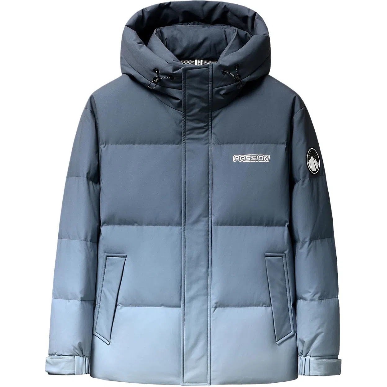 鸭鸭 加厚保暖渐变色休闲连帽套头宽松无性别羽绒服 男女同款