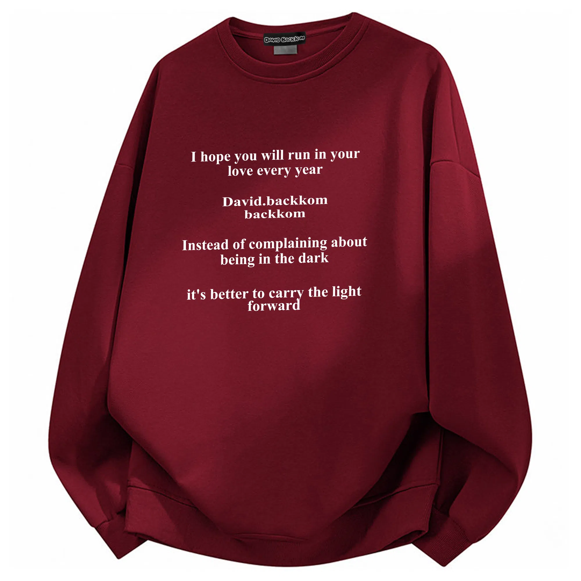 大卫贝肯 美式潮牌重磅纯色曼巴棉文章字母印花设计宽松舒适日常通勤百搭长袖圆领卫衣 男女同款