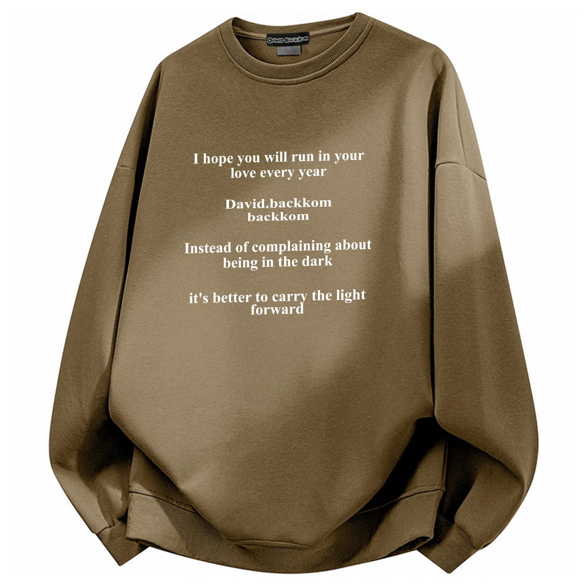 大卫贝肯 美式潮牌重磅纯色曼巴棉文章字母印花设计宽松舒适日常通勤百搭长袖圆领卫衣 男女同款