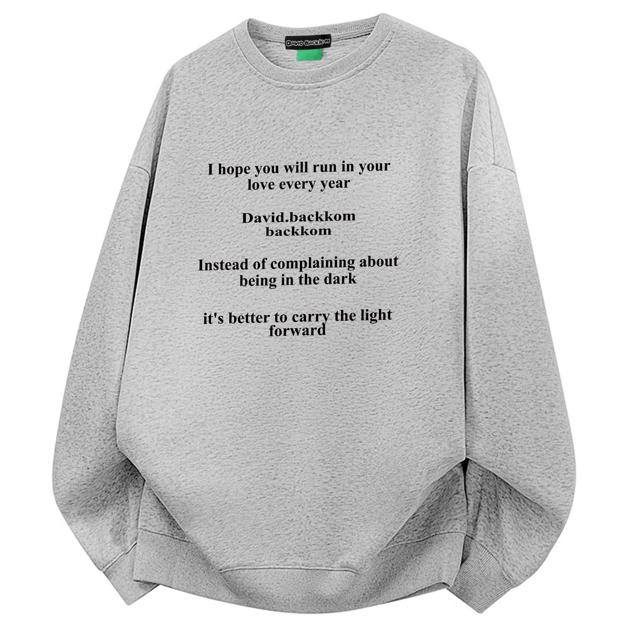 大卫贝肯 美式潮牌重磅纯色曼巴棉文章字母印花设计宽松舒适日常通勤百搭长袖圆领卫衣 男女同款