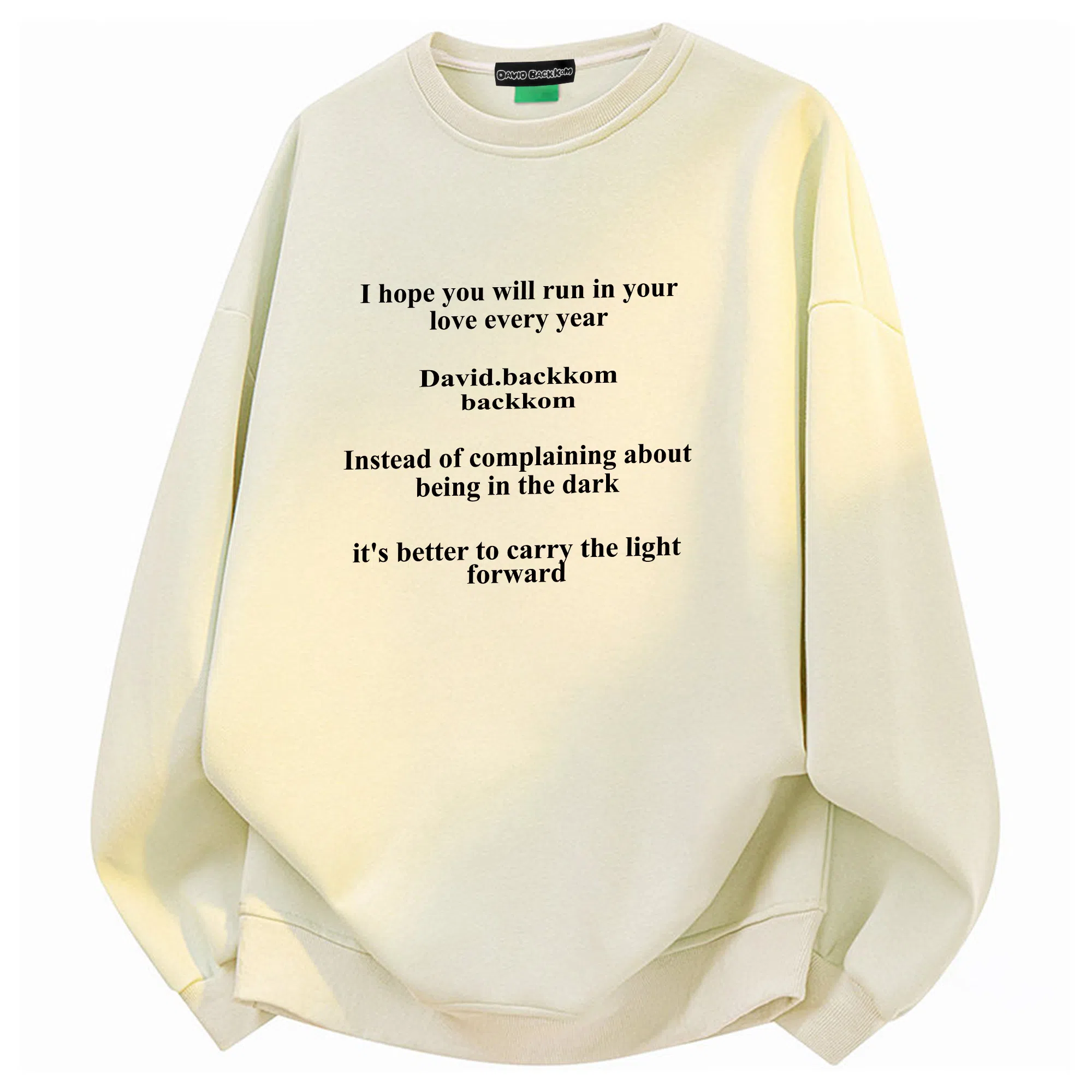 大卫贝肯 美式潮牌重磅纯色曼巴棉文章字母印花设计宽松舒适日常通勤百搭长袖圆领卫衣 男女同款