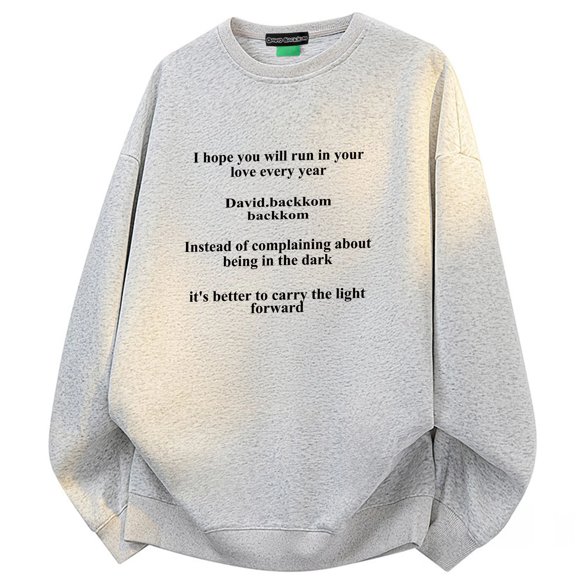 大卫贝肯 美式潮牌重磅纯色曼巴棉文章字母印花设计宽松舒适日常通勤百搭长袖圆领卫衣 男女同款