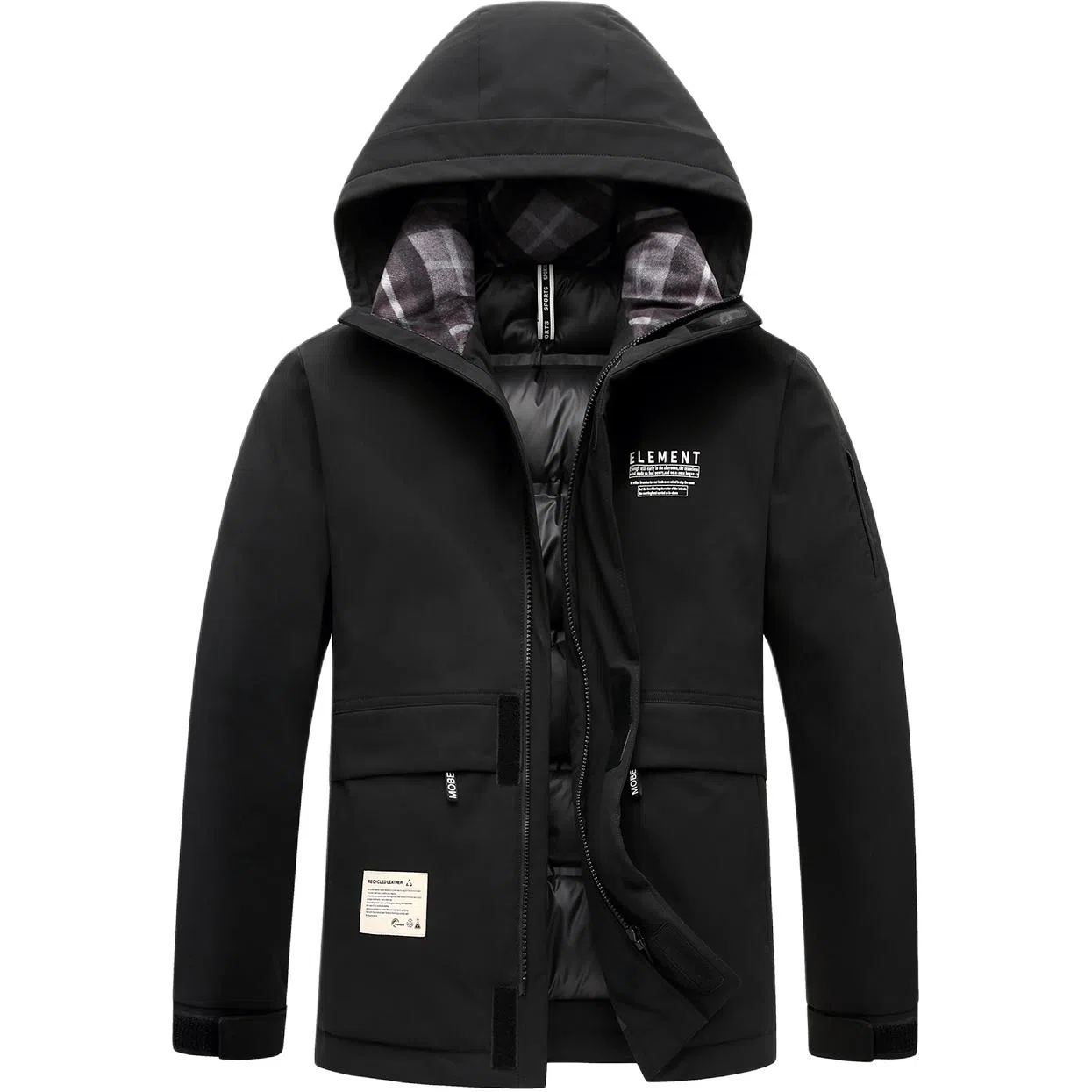 鸭鸭 山系户外加厚保暖多口袋工装风休闲宽松连帽套头羽绒服 男女同款