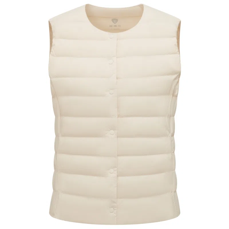 坦博尔 轻薄保暖修身纯色圆领百搭马甲羽绒服 女款