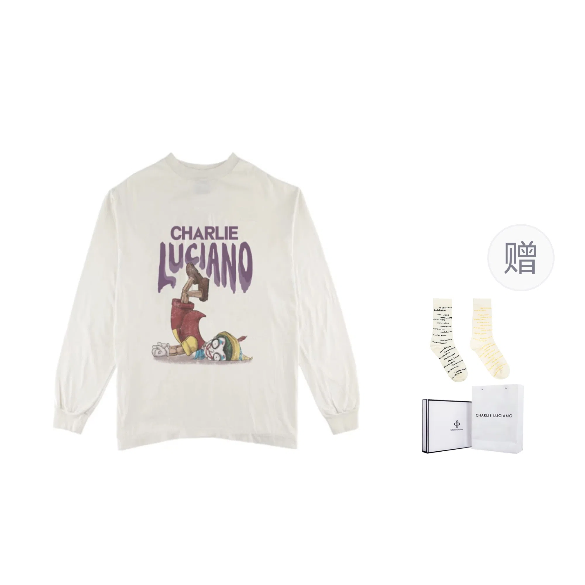 Charlie Luciano Pinocchio Graphic Crewneck White