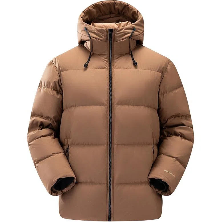 鸭鸭 户外系列 纯色百搭韩版潮流基础简约石墨烯保暖防寒连帽立领羽绒服 男款