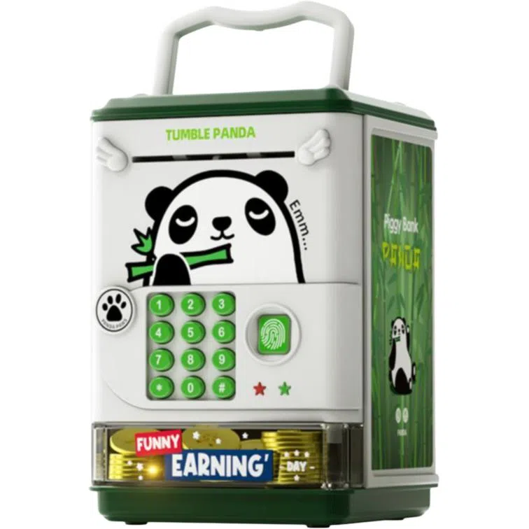 益米 国潮熊猫存钱罐 指纹密码储蓄罐 黑白色 智能玩具
