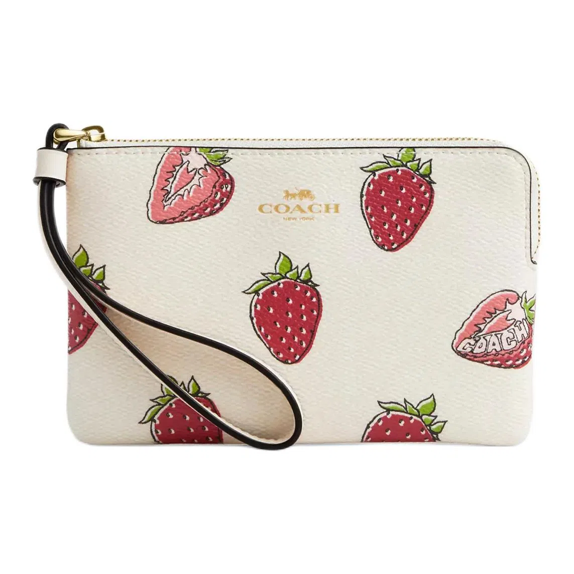 COACH Corner Zip 16 Strawberry Print